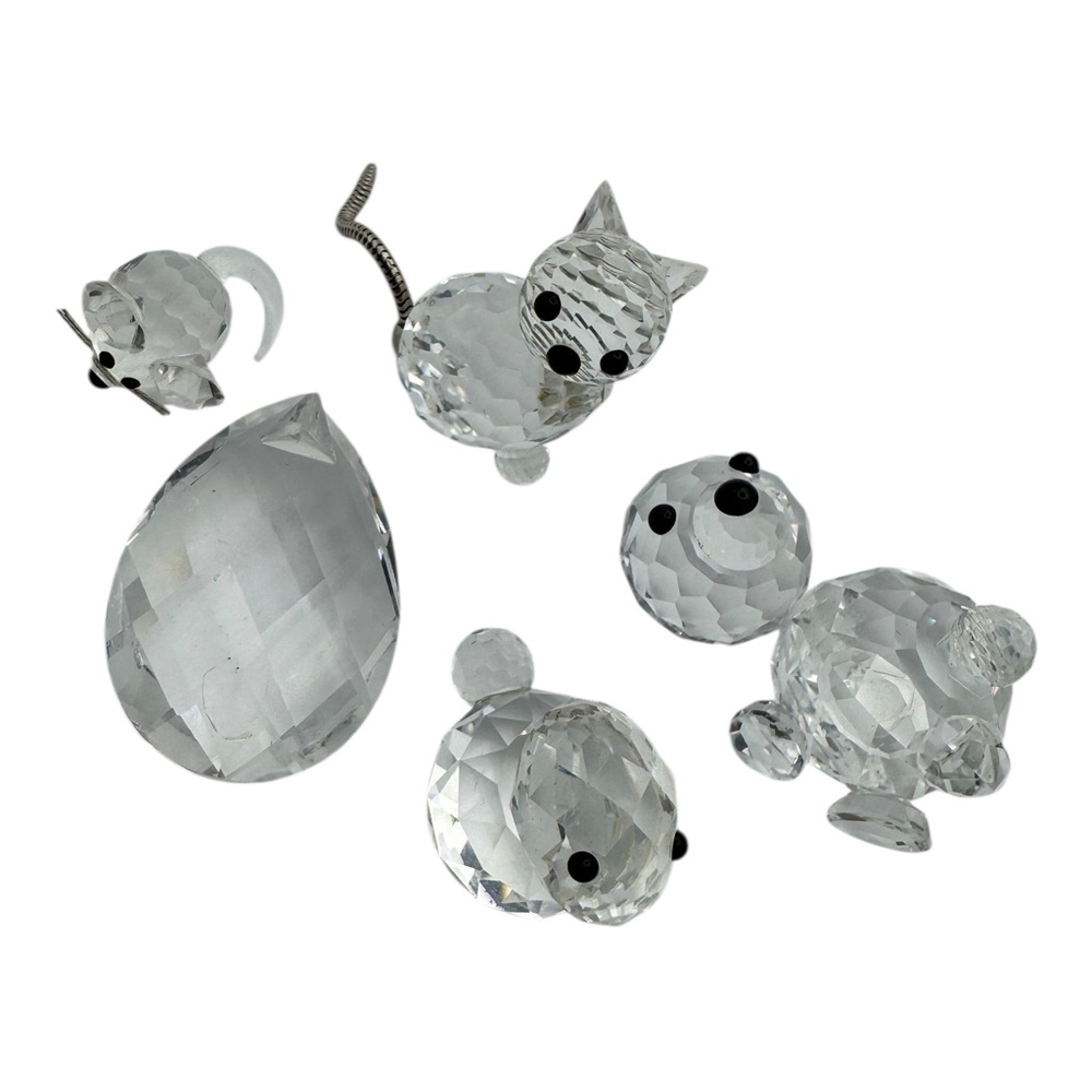 Vintage Mini Swarovski Crystal Animal Figurines‎ Lot As-Is Repair